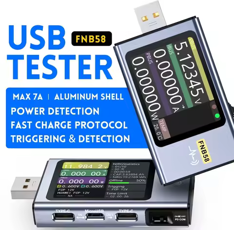 FNIRSI FNB58 USB Tester Voltmeter Ammeter TYPE-C Fast Charge Detection Trigger Capacity Measurement 