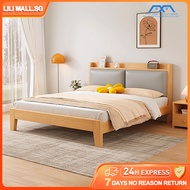 【LILI.SG】180/150/120CM solid wood modern minimalist double bed, economical small apartment simple si