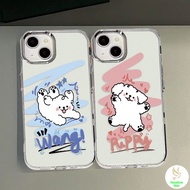 COD-Cute White Puppy Case For iPhone 7 8 X 11 12 13 14 15 TPU Phone Transparent Metal Photo Frame Mo