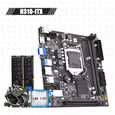 H310 ITX Motherboartd Set LGA1151 Processor DDR4 Dual Channel with CPU Cooler Support M2 NVME 4*SATA