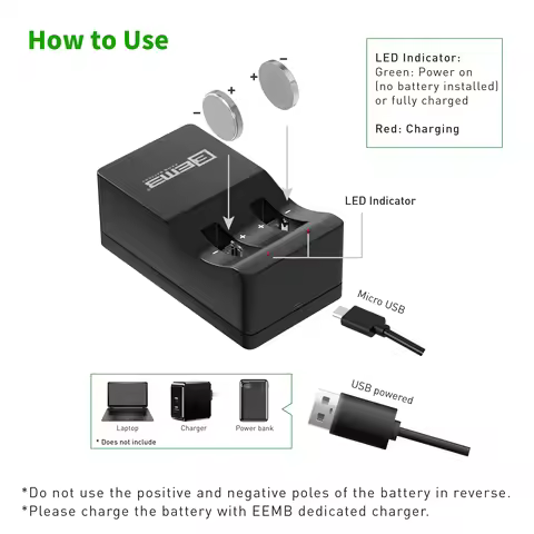 EEMB Charger for LIR2032 Rechargeable Battery LIR2025 LIR2450 lir2050 lir2430 lir1632H 3.7V Button L