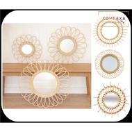 Nordic Deco Mirror Round Rattan Mirror Wall Deco Decoration 2023 Cermin Bulat Rattan Hiasan Cermin Rotan