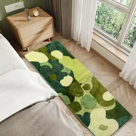 3D Stereo Moss Tufted Rug for Living Room Bedroom Modern Green Forest Moss Shaggy Carpet Bedside Flo