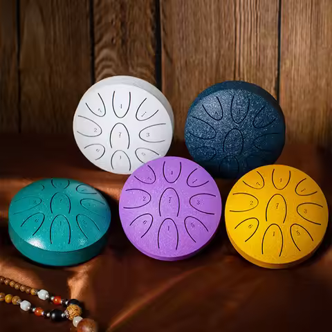 4 Inches Steel Tongue Drum 9-Note Portable Rain Drum with Drum Mallet Outdoor Chakra Drum for Percus