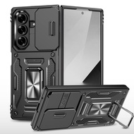 for Samsung Galaxy Z Fold 7 Phone Case with Ring Kickstand & Slide Camera Cover, Shockproof Protecti