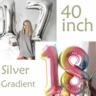 40 Inch Super Big Number Balloon Silver / Gradient Aluminum Foil Balloon Balloon Birthday Wedding Pa