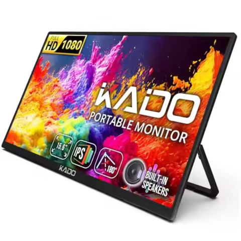 Portable Monitor 15.6-inch FHD 1080p 45W Reverse Charging Ultra-Slim Laptop Monitor 1920x1080 with B