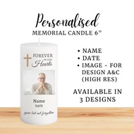 Catholic, Christian Personalised Memorial White Pillar Candle - 6 inches (1 piece)