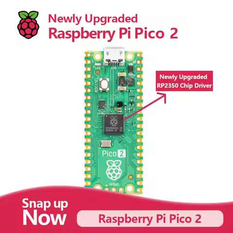 Raspberry Pi Pico 2 with Raspberry Pi RP2350 Dual-Core RISC-V or Arm Cortex-M33 Microcontroller