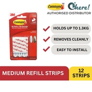 3M Command Medium Refill Strips / 12 Strips 4 Strips Hold 450G
