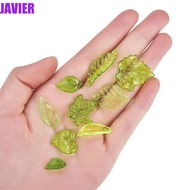 JAVIER 30pcs Green Acrylic Leaf Beads, Acrylic Beads Green Green Transparent Leaf Shape Beads, Charm