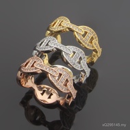 Ring Wholesale Letter Jewelry with Diamond Full Diamond Pig Nose Set Asian Gold Ring H Pig Nose Coup