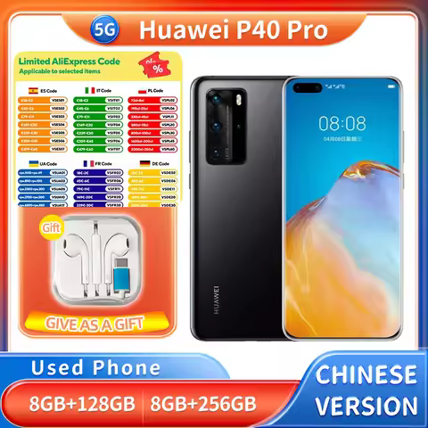 Huawei P40 Pro 5G 128GB 256GB ROM Smartphone Android 6.58inches 2640*1200px 4200mAh 5G Used Phone