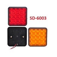 ♀SD-6003 12V OR 24V 16LED RED AMBER SQUARE CAR AND TRUCK TRAILER LORRY TRUCK FLASH LIGHT TAIL LAMP