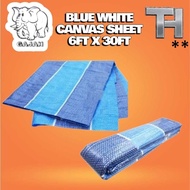 - ELEPHANT Blue White Canvas Sheet 6ft X 30ft/6kaki X 30kaki **