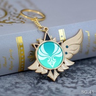 ✐God s eye Mond wind with wings glass moon night light source god game pendant element key chain glass surface alloy