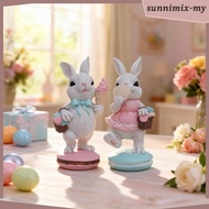 [SunnimixMY] Easter Bunny Figurine Resin Decorative Ornament for Living Room Bedroom Shelf Aesthetic