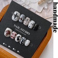 Press on nails handmade handmade Wear nails ins Style Geometric Flower Rabbit Pattern Hand-Painted M