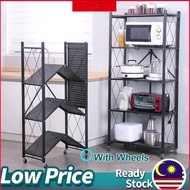 Foldable Storage Rack With Wheel Rak Dapur Rak Kabinet Dapur Rak Kitchen Rack Shelf Microwave Oven R