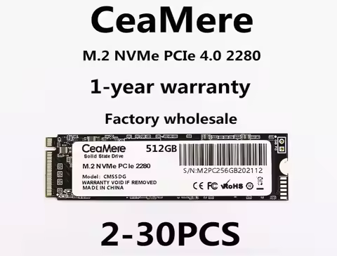 wholesale 2-30pcs CeaMere M.2 NVME 4.0 SSD 256G 512GB Read 3000MB-5000MB PCIE 2280mm Suitable for de