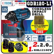 BOSCH GDR120-LI / GDR120LI CORDLESS IMPACT DRILL (HEXAGON TYPE) + BOSCH SCREWDRIVER BITS SET 2608522