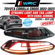 Toyota Corolla Cross 2022 - 2023 Dynamic Light Bar Tail Lamp With Signal Running ( Smoke + Red Line 