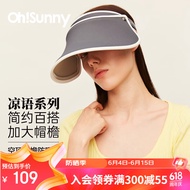 OhSunny防晒帽空顶遮阳帽发箍帽遮脸太阳帽子 SLH3M351 摩卡灰 M