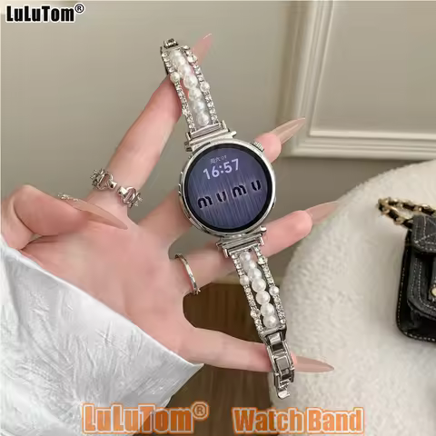 18/20/22mm Watchband for Samsung Galaxy Watch 8 Ultra 2 7 6 5 4 44/40mm Pearl Metal Straps Huawei GT