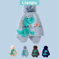 LIANPU Kids Earmuffs Cap, 2-8year Boy Girl Windproof Baby Knitted Hat,  Cartoon Dinosaur Warm Winter