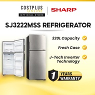 SHARP 320L Fridge Refrigerator 2 Door Fridge J-Tech Inverter Extra Eco Mode SJ3222MSS