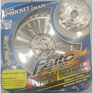 CLEAR STOCK HONDA WAVE125 415 SPOCKET SET FAITO CHROME 14T33T/34T/35T/36T