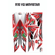 MERAH YAMAHA R15 V2 MOVISTAR RED MOTORCYCLE BODY STICKER STRIPING