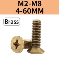 Flat Head/Countersunk Head Phillips Screws Bolts [M2/M2.5/M3/M4/M5/M6/M8] Copper Phillips Countersun