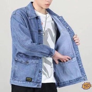✦Ready Stock✦ jaket jeans lelaki denim coat Spring high-end denim jacket men's loose multi-pocket tr
