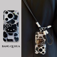 Huawei Pura70pro+ Phone Case New Crossbody Mate60pro+ Cold Style Leopard Print Cat Stand P60/50pro S