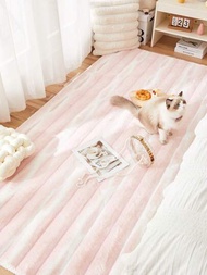 1入組兔毛絨防滑地毯,簡化ins風格印花和染色,適用於客廳、沙發和床頭,通用使用