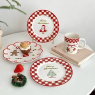 Santa Ginger Tree Motif Christmas Plate – Aesthetic Ceramic Suitable for Gifts & Hampers Desert Plat