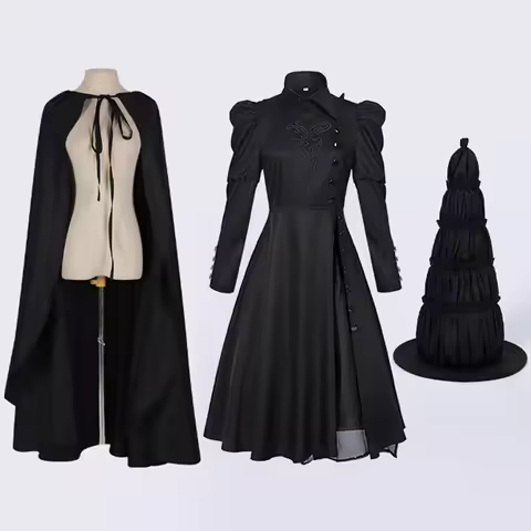 Wicked Elphaba Cosplay Costume Women Black Long Sleeve Dress Witch Role Play Halloween Party Perform