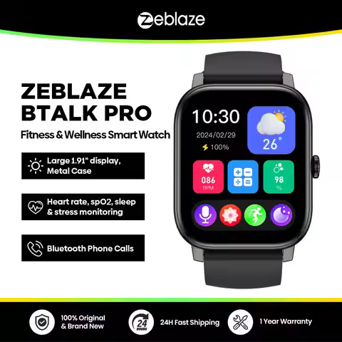 New Zeblaze Btalk PRO 1.91'' HD Big HD Display Voice Calling Smart Watch 300+ Watch Faces Health and