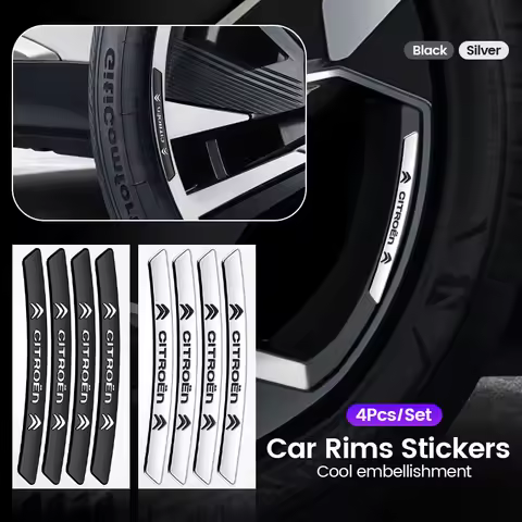4pcs Car Wheel Hub Sticker Tire Rim Strips Sticker Accessories For Citroen C5X e-C4 X e-C3 C4 C3 C5 