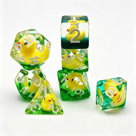 7pcs Acrylic Polyhedral Dice Set Filled With Ducks ，Dice Role For TRPG DND Accessories(dnd dice duck
