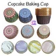 [LIL BAKER] 50PCS CUPCAKES LINER MUFFIN CASE BATIK GOLD PATTERN NONYA PERANAKAN DESIGN