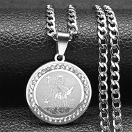 Colorful Archangel St. Expedite Saint Medal Necklace Women Men Stainless Steel Gold Color Chain Neck