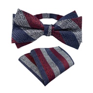 ใหม่ Paisley Bow Tie Pocket Square Set เจ้าบ่าวงานแต่งงาน Bow Tie