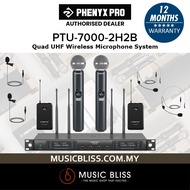 Phenyx Pro PTU-7000-2H2B Quad Wireless Microphone System w/ 4x40 UHF Channels (PTU70002H2B/PTU-7000/PTU7000)