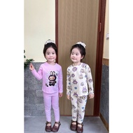 SET OF 2 LONG-SLEEVE LABUBU SET IN PURPLE BEIGE TONE, slim fit like the model wears