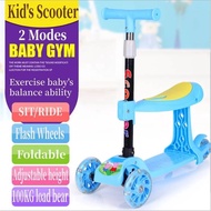 Kids Folding Scooter With Light 3 Wheels Foldable Scooter for Girl Trolly Outdoor Toys Adjustable