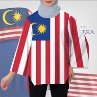 Viral Muslimah T-shirt 68th Merdeka Women Sports Tops 68th Day Minimalist Patterns Clothing Long Sle