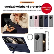 Bumper Anti-fingerprint Business Case for Honor Magic V5 Classic, Honor Magic V5 Wristband Phone Cas