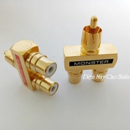 Bộ 2 Jack chia AV (RCA) 1 ra 2 Monster (chân thẳng)